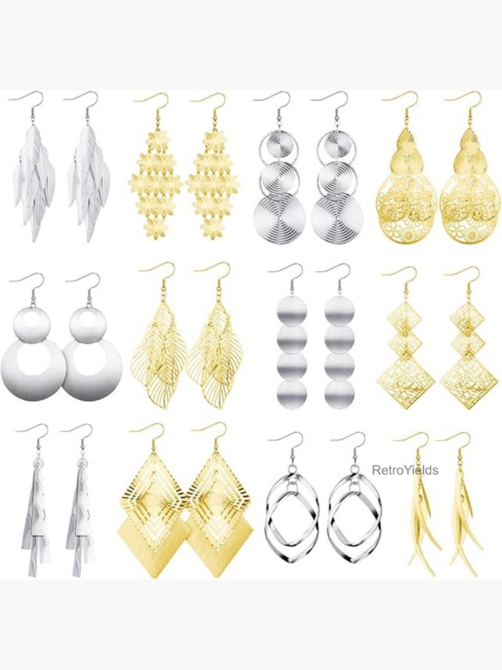 12 Pairs Dangling Earrings Bohemian Drop Boho Long Fringed